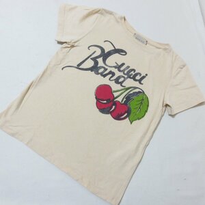 BM94　GUCCI　グッチ　チルドレンズ　ベージュ　チェリー　半袖　Tシャツ　５　キッズ　子供服　さくらんぼ　110cm　イタリア製　【メ便】