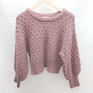 ◇ natural couture ナチュラルクチュール クルーネック ショート丈 長袖 ニット サイズF ピンクブラウン レディース E