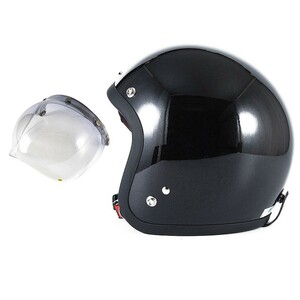 72JAM ジェットヘルメット&シールドセット VIVID BLACK - HD純正色ブラック フリーサイズ:57-60cm未満 +開閉式シールド JCBN-05 JJ-10