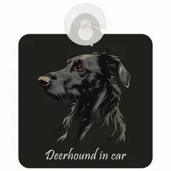 Deerhound ディアハウンド Aタイプ 車 窓ガラス 吸盤タイプ 犬 イラスト付 DOG IN CAR 安全対策 セーフティサイン デコ 外出 ドライブ カーサイン 吸盤