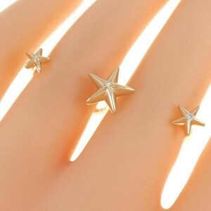 STAR JEWELRY スタージュエリー 星が浮いているように見える ダブルフィンガーリング 2本指 ツーフィンガーリング 指輪 ダイヤ K10 0.01