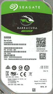 【中古】SEAGATE製HDD ST500DM009 500GB SATA600 7200 1000～2000時間以内 [管理:1050010851]