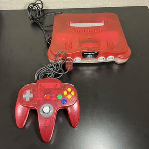 Nintendo 64 希少モデル クリアレッド 本体 コントローラー ACアダプタ スケルトン 任天堂 N64 ジャンク