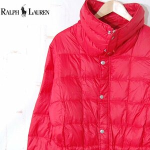 ラルフローレンRALPH LAUREN■ダウンジャケット ダブルジッパー ロゴ入りスナップボタン■L■レッド ※NK4216240