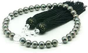 まつよ 花珠貝パール 数珠 女性用 高級 日本製 念珠 ピーコック 黒 8mm 数珠袋セット レディース すべての宗派で使える 天