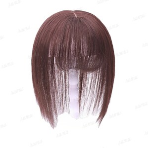 【新品】人毛100% 部分ウィッグ ヘアピース 白髪かくし ダークブラウン①