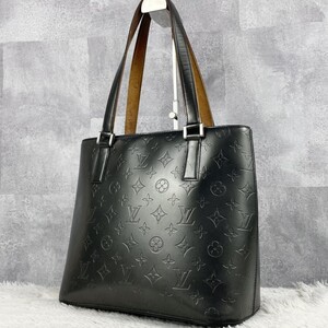 極美品 ルイヴィトン LOUISVUITTON ハンドバッグ トートバッグ ヒューストン モノグラム レザー シルバー ファスナー ロゴ型押し ステッチ