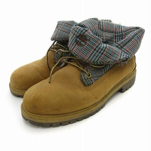 ティンバーランド Timberland ソックスブーツ レザー チェック柄 23cm 茶 ブラウン /JS 1111 レディース