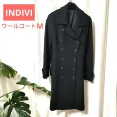 INDIVI インディヴィ ウールロングコート 黒 M