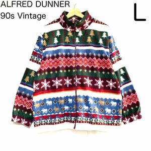 US古着 90sヴィンテージ ALFRED DUNNER フリースジャケット チロリアン柄 ボアジャケット ノルディック