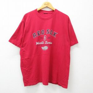 XL/古着 半袖 ビンテージ Tシャツ メンズ 00s MLB ボストンレッドソックス ワールドシリーズ 大きいサイズ クルーネック 赤 レッド メ