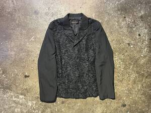 COMME des GARCONS コムデギャルソン 92ss 1992ss ウールギャバ ギャバジン フロントレース 切替 花柄レース 3B ジャケット M