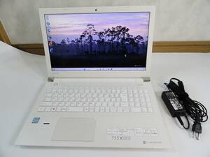 ☆☆お奨めTOSHIBA dynabook T55 Blu-ray ホワイトIntel Core i3 7100U2.4 GHz SSD Win11 かわいい綺麗な美品中古品☆☆