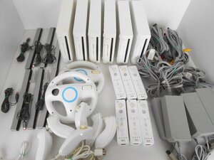 ●任天堂 Wii 本体 RVL-001 白 6台 動作品 まとめ 付属品付 リモコン ヌンチャク Wiiハンドル センサーバー ケーブル ACアダプタ