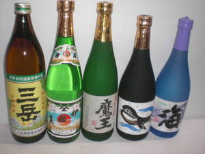 鹿児島産本格芋焼酎／三岳、伊佐美、魔王、くじら、海、５銘柄セツト価格￥１１０００