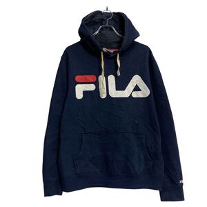 FILA ロゴスウェット パーカー L ネイビー フィラ プルオーバー 古着卸 アメリカ仕入 a612-6748