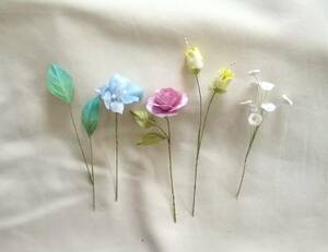 染め布花の詰め合わせ＊ミニ薔薇・小花など