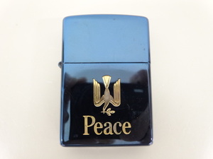 1999年製 ZIPPO ジッポ Peace ピース ブルーチタン 青 オイル ライター USA 懸賞品