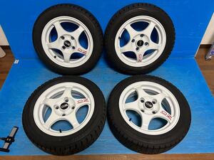 OZレーシング ENKEI 三菱DOT 15インチ 15x6JJ +46 114.3/4H 、185/55R15 82Q ダンロップ WINTER MAXX WM02 スタッドレス中古4本 2019年製