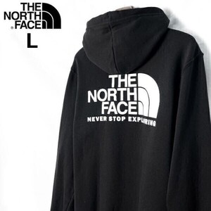 1円～!売切!【正規新品】THE NORTH FACE◆THROWBACK HOODIE パーカー スウェット US限定 男女兼用 ビッグロゴ アウトドア(L)黒 181130-30