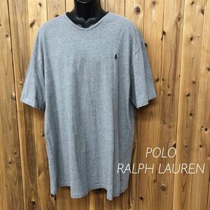 POLO RALPH LAUREN /ポロ ラルフローレン /メンズL 半袖Tシャツ Ｖネック トップス ポニー刺繍 ワンポイント グレー アメカジ USA古着