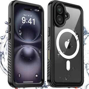 IP68防水防塵・米軍MIL規格 iPhone 16 用 ケース 耐衝撃 MagSafe充電・カメラ保護 完全防水 防雪 防塵 両面ケース 全面保護 ストラップ付き