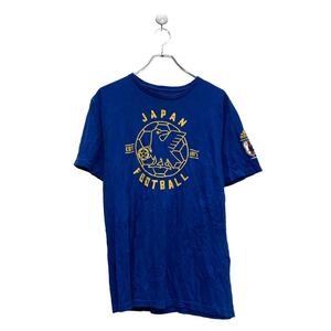 adidas 半袖 プリント Tシャツ クルーネック アディダス M ブルー サッカー 日本代表 古着卸 アメリカ仕入 a606-6412