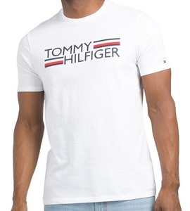 新品未使用! トミー ヒルフィガー メンズ フロントロゴ Tシャツ Lサイズ ホワイト 白 半袖 カットソー TOMMY HILFIGER