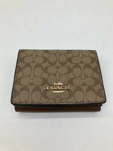 コーチ 三つ折り財布 シグネチャー ミニウォレット ミニ財布 COACH レディース ブラウン ベージュ カーキ 茶色