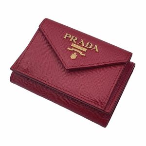 【中古】 PRADA プラダ 財布 三つ折りコンパクトウォレット レッド 24009379 NT