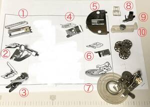 古いフルオートジグザグミシン(ブラザー)のアタッチメントなど