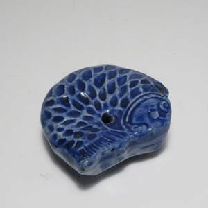 韓国　李朝　高麗　瑠璃釉　水滴　魚型　書道具