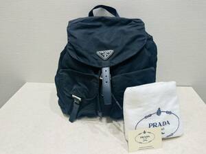 M4187　1円～ PRADA プラダ B2811F テスートナイロン リュックサック バックパック レディース メンズ ブラック系 リュック ギャラ有