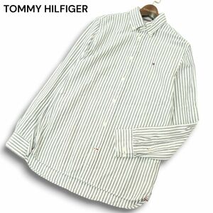 TOMMY HILFIGER トミーヒルフィガー 通年 ロゴ刺繍★ 長袖 ストライプ オックスフォード ボタンダウン シャツ Sz.S　メンズ　A4T09200_8#C