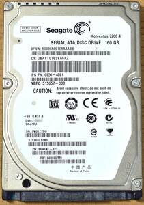 Seagate ST9160412AS [160GB 2.5インチ 9.5mm SATA HDD 2009年製 使用時間 15767H (Cristal DiscInfo 正常) (管:KH197