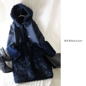 ボンバザール BONbazaar☆エコスウェード×フェイクムートンコート 38サイズ☆M-S 0343