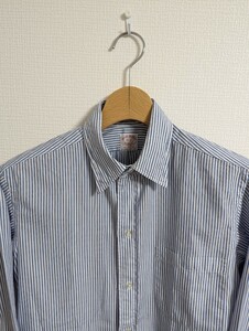 美品　USA製　70s　Brooks Brothers　ブルックスブラザーズ　シャツ　ドレスシャツ　6ボタン　エンドオンエンド　ブルー　ストライプ