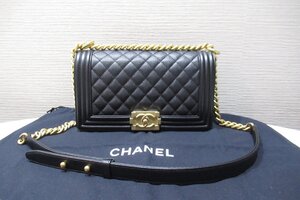 シャネル CHANEL ボーイシャネル A67086 ブラック チェーンバッグ ショルダー ゴールド金具 中古 ランクA BRB・バッグ・財布