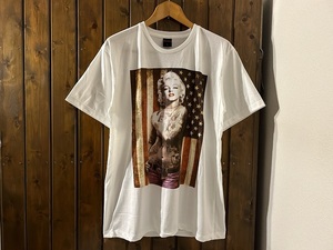 新品★マリリンモンロー × タトゥー　星条旗　プリントTシャツ【L】★ハリウッド女優/セックスシンボル/USA