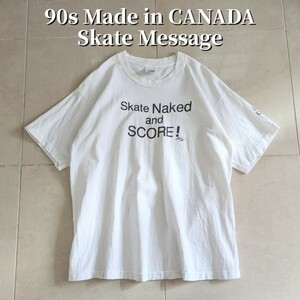 90s カナダ製　スケートボード　メッセージ　Tシャツ シングルステッチ　L