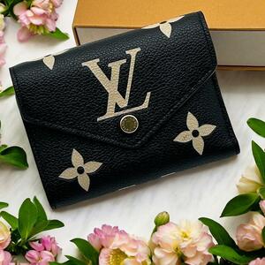 【残り1点 現行品 未使用級】Louis Vuitton ルイヴィトン アンプラント ポルトフォイユ ヴィクトリーヌ 財布 黒 白 バイカラー レザー