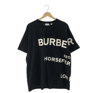 ◆中古品◆BURBERRY バーバリー ホースフェリー 半袖 Tシャツ 丸首 プリント 黒 ブラック メンズ Mサイズ R70663NSC