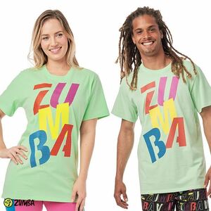 Zumba Happy Tee Sea Me Green ズンバウェア　カラフルロゴ　Tシャツ　ミントグリーン