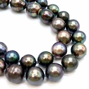 1円〜!!良品!!▼K14 南洋黒蝶真珠ネックレス▼N 約55.7g 約41.5cm 約8.0-12.5mm珠 pearl パール jewelry necklace EC0/ED0S394