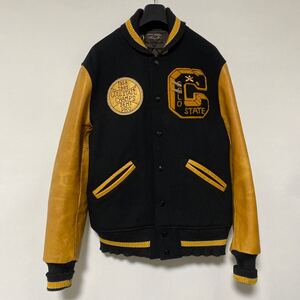 美品 WHITESVILLE 袖革 ワッペン バーシティ ジャケット 40 デコ アワード スタジャン ホワイツビル 東洋 レザー jacket 中綿 