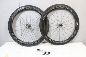 ○Campagnolo カンパニョーロ BORA ULTRA 50 RIM シマノフリー 11/12s対応 チューブラー ダークラベル カーボンホイールセット 美品