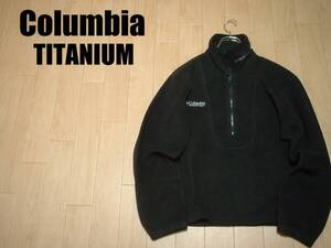 90sビンテージColumbia TITANIUM希少ハーフジップフリースジャケットMブラック正規SU6140コロンビア黒ボアトッププルオーバースウェット