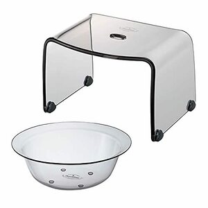 【セット品】 リス フランクタイム 風呂椅子 & 洗面器 クリアグレー バスチェアー S 高さ 20cm & ウォッシュボール
