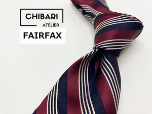 【超美品】FAIRFAX　フェアーファックス　レジメンタル柄　ネクタイ　3本以上送料無料　ワインレッド系　0904240