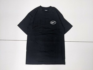 12．USA製 NIKE 90s ヴィンテージ オールド ナイキ 立体 スウォッシュ ロゴ 半袖 Tシャツ アメリカ製 米国製 Y2K メンズM 黒白x710